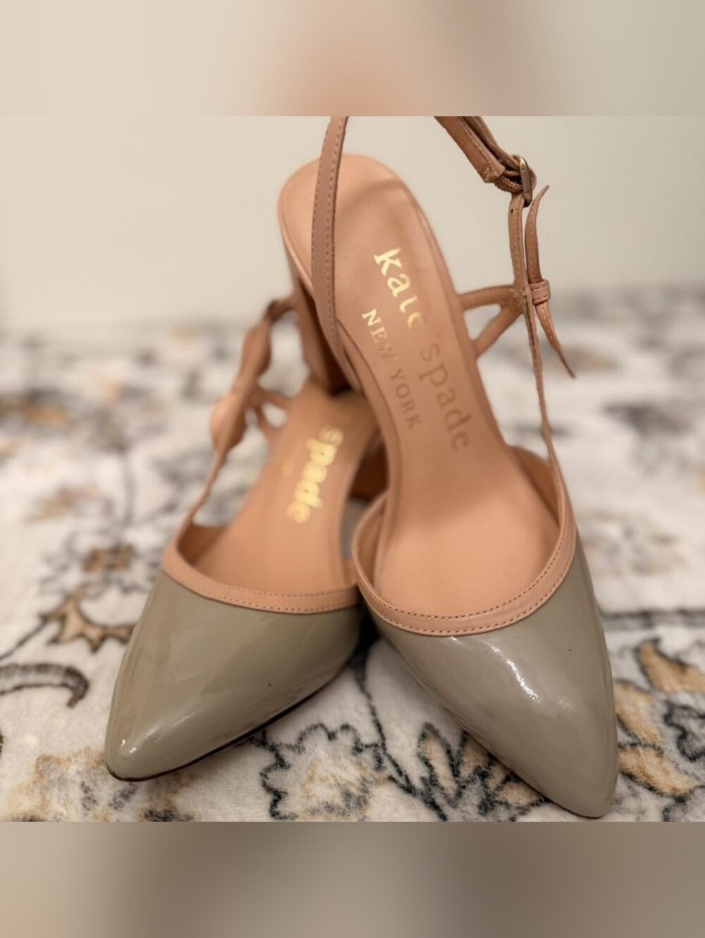 Kate Spade Two-Tone Pointed Toe Bow Heels